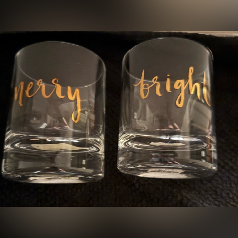 2 “Kate Spade” Oh What Fun, “Merry” & “Bright” glasses 12oz by Lenox